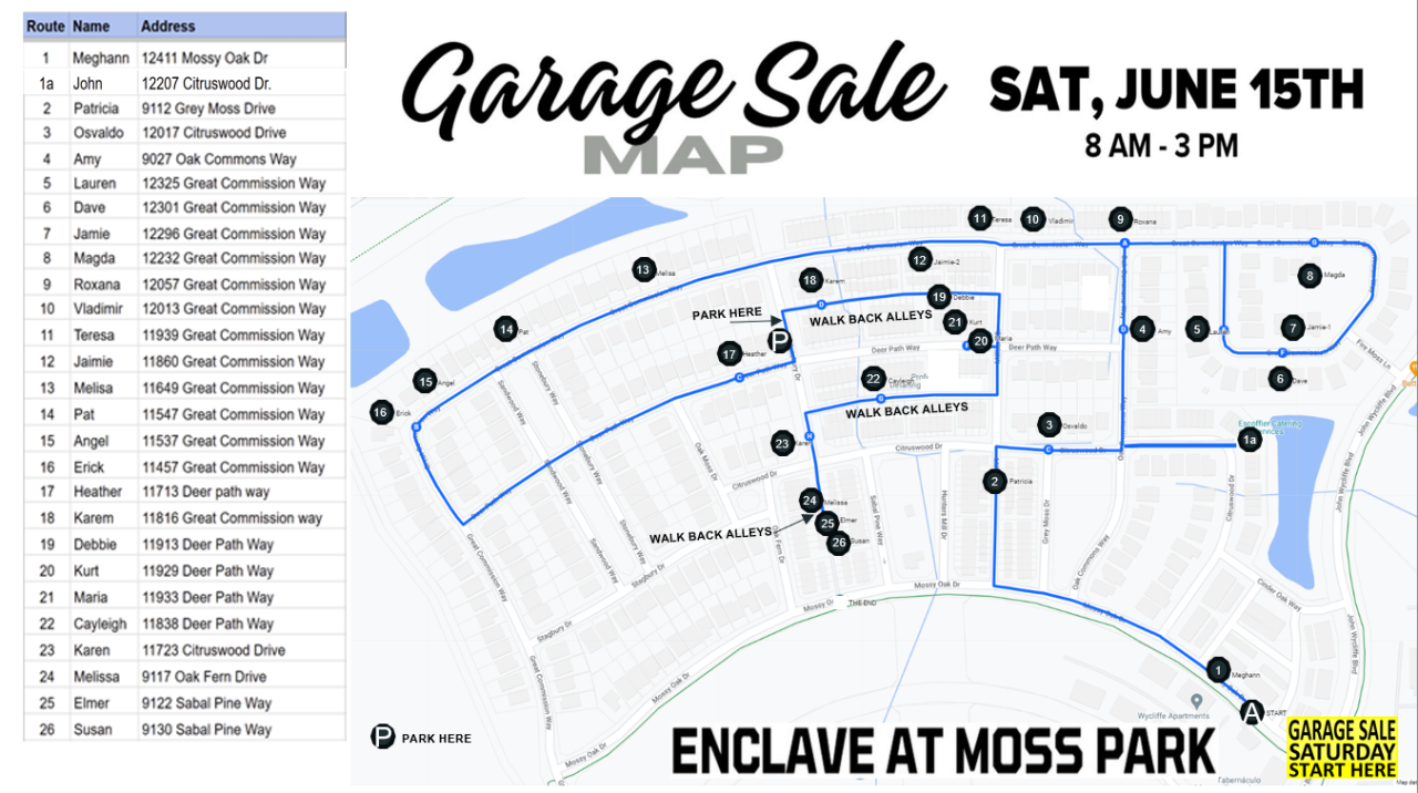 Garage Sale – 2024 Spring | Moss Park Enclave